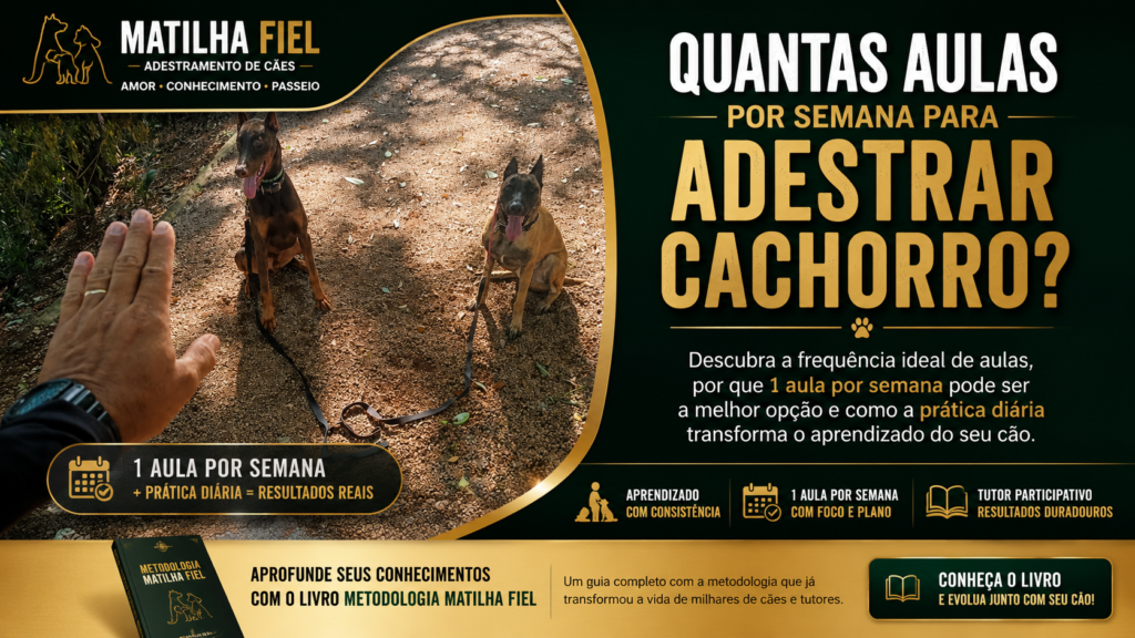 Quantas aulas por semana para adestrar cachorro durante treinamento prático da Matilha Fiel