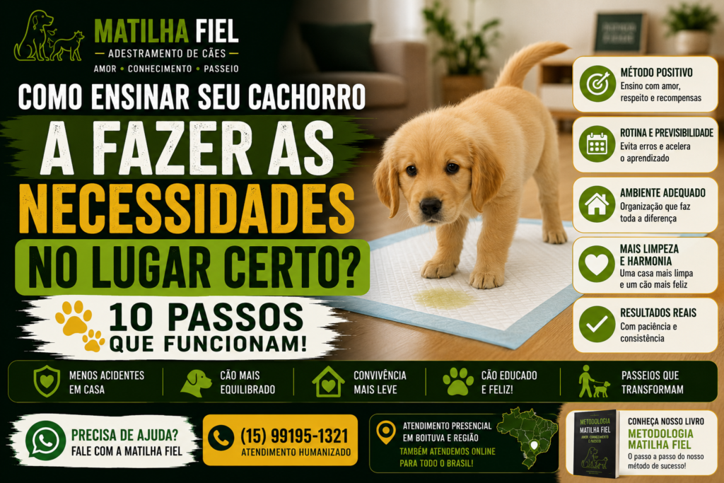 como ensinar o cachorro a fazer as necessidades no lugar certo