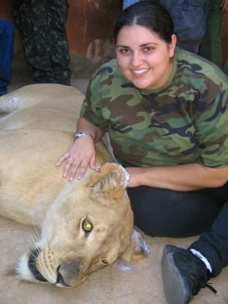 Dra. Renata atendendo um felino de grande porte